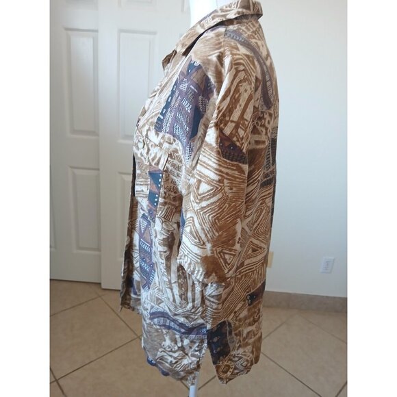 Options Melarose Womens Blouse Shirt Button Up Collared 100% Silk Short Sleeve - Picture 4 of 15